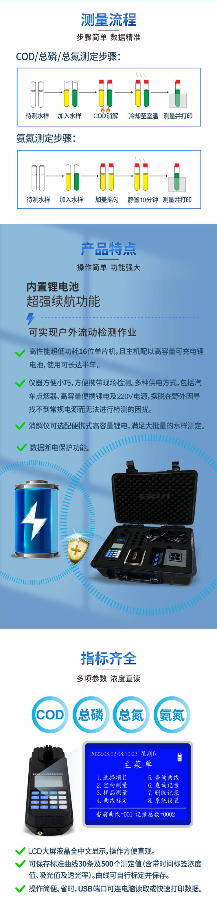 便攜式多參數(shù)COD、氨氮、總磷、總氮水質(zhì)測(cè)定儀